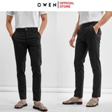 Quần Tây Nam Owen QS242842R màu đen trơn dáng ôm slim fit chất liệu nano