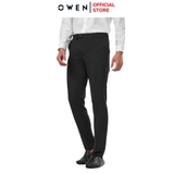 Quần Tây Nam Owen QST242915R màu đen trơn dáng ôm slim fit cạp tăng đơ chất liệu nano