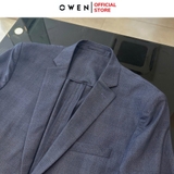Áo Demi - Blazer Owen BL231705 màu kẻ caro xanh đậm dáng regular fit chất vải polyester