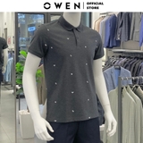 Áo Thun polo Nam Tay Ngắn Có Cổ Owen APV233179 màu xám đậm in họa tiết dáng Body fit chất liệu CVC Spandex