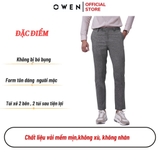 Quần Tây Nam Owen QCAT220196 Kẻ caro ghi đậm Dáng Carrot Fit Vải Polyester