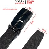 Thắt Lưng Nam Owen BELT233285 dây da màu nâu Mặt Khóa Trượt Tự Động màu đen Chất Liệu Da Bò Thật