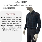 Áo Sơ Mi Nam Dài Tay Aristino ALS1800Z màu đen kẻ xanh dáng suông vừa regular fit tà lượn