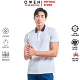 Áo Thun polo Nam Tay Ngắn Có Cổ Owen APT231405 màu trắng dáng body fit vải cotton