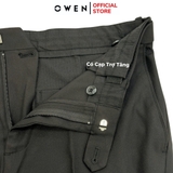 Quần Tây Nam Owen QST242915R màu đen trơn dáng ôm slim fit cạp tăng đơ chất liệu nano