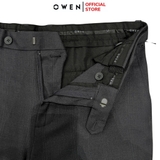 Quần Tây Nam Owen QST242822 Màu xám đậm kẻ caro chìm Dáng Slimfit cạp tăng đơ Chất liệu Nano