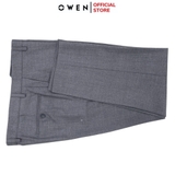 Quần Tây Nam Owen QCAT220196 Kẻ caro ghi đậm Dáng Carrot Fit Vải Polyester