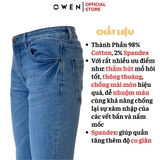 Quần Jean Nam Owen Quần Bò Nam QJS230154 màu xanh nhạt trơn dáng slim fit Chất liệu Denim Cotton Spandex