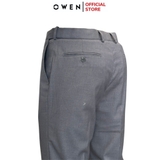 Quần Tây Nam Owen QRT242471R Màu xám nhạt trơn dáng suông regular fit cạp tăng đơ vải TR Spandex