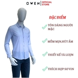 Áo Sơ Mi Nam Tay Dài Owen AR240748DT màu xanh nhạt dáng reguler fit chất liệu Knit