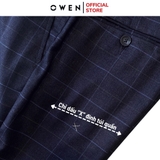 Quần tây nam owen QS23444 Màu navy kẻ xanh Dáng Slim Fit Vải Polyester