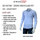 Áo Sơ Mi Nam Tay Dài Owen AR240748DT màu xanh nhạt dáng reguler fit chất liệu Knit