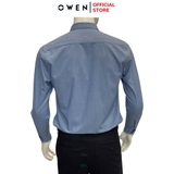 Áo Sơ Mi Nam Tay Dài Owen AR240594DT màu xanh dáng suông regular fit tà lượn có túi chất liệu modal poly