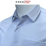 Áo Sơ Mi Nam Tay Dài Owen AR240748DT màu xanh nhạt dáng reguler fit chất liệu Knit