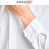 Áo Sơ Mi Trắng Nam Tay Dài Owen AR240301D màu trắng trơn Dáng suông regular fit tà lượn không túi Chất liệu Nano