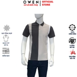 Áo thun polo Nam Tay Ngắn Có Cổ Owen APV253632 màu xám phối be trắng sáng suông tà bằng xẻ tà chất liệu cotton