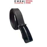 Thắt Lưng Nam Owen BELT233285 dây da màu nâu Mặt Khóa Trượt Tự Động màu đen Chất Liệu Da Bò Thật