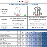 Áo Sơ Mi Nam Tay Dài Owen AS240587D màu xanh đậm dáng ôm slim fit tà lượn không túi chất liệu modal poly