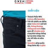 Quần Jean Nam Owen Quần Bò Nam QJS230157 màu đen trơn dáng slim fit Chất liệu Denim Cotton Spandex