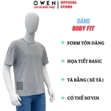 Áo Thun Nam Tay Ngắn Không Cổ Owen TS22355 màu xám nhạt melange dáng freesize vải cotton