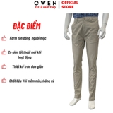 Quần Kaki Nam Owen QKSL231798 màu be trơn dáng slim fit chất liệu CVC Spandex