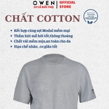 Áo Thun Nam Tay Ngắn Không Cổ Owen TS22355 màu xám nhạt melange dáng freesize vải cotton