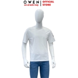 Áo Thun Nam Tay Ngắn Không Cổ Owen TS22369 màu trắng dáng freesize vải cotton