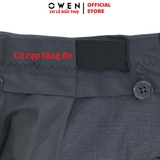 Quần Tây Nam Owen QST231753 màu xám đậm dáng slim fit cạp tăng đơ chất liệu nano