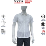 Áo Sơ Mi Trắng Nam Tay Ngắn Owen AB260523NTV Body Fit Có Túi