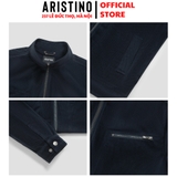 Áo khoác Aristino AJK028BS0 Áo khoách 2 lớp Màu Xanh tím than 1 jacquard họa tiết