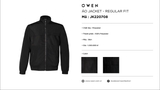 Áo Khoác Gió Nam 2 Lớp Owen JK220708 Jacket Dáng Suông Cổ Đứng Bo Tay và Gấu Màu Đen Trơn Vải Polyester Cao Cấp