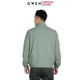 Áo Khoác Jacket Owen JK241473 màu xám dáng regular fit, cổ cao 3 phân, khóa kéo, tay và gấu bo chun chất liệu polyester