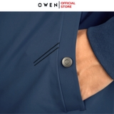 Áo Khoác Jacket Owen JK241476 màu xanh đậm dáng regular fit, cổ cao 3 phân, khóa kéo, tay và gấu bo chun chất liệu polyester