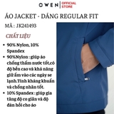 Áo Khoác Jacket Owen JK241493 màu xanh đậm dáng regular fit, cổ bẻ, khóa kéo, tay và gấu suông chất liệu polyester