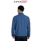 Áo Khoác Jacket Owen JK241493 màu xanh đậm dáng regular fit, cổ bẻ, khóa kéo, tay và gấu suông chất liệu polyester