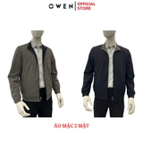 Áo khoác Jacket Owen JK256171 màu xanh tím than dáng regular fit, cổ cao 3 phân, khóa kéo, tay và gấu bo chun chất liệu Nylon Spandex