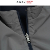 Áo khoác Jacket Owen JK256171 màu xanh tím than dáng regular fit, cổ cao 3 phân, khóa kéo, tay và gấu bo chun chất liệu Nylon Spandex