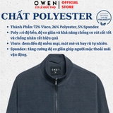 Áo Khoác Jacket Owen JK256180 màu xám dáng regular fit, cổ cao 3 phân, khóa kéo, tay và gấu bo chun chất liệu Nylon Spandex