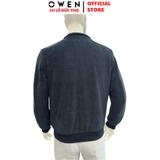 Áo Khoác Jacket Owen JK256180 màu xám dáng regular fit, cổ cao 3 phân, khóa kéo, tay và gấu bo chun chất liệu Nylon Spandex