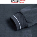 Áo Khoác Jacket Owen JK256180 màu xám dáng regular fit, cổ cao 3 phân, khóa kéo, tay và gấu bo chun chất liệu Nylon Spandex