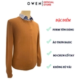 Áo len nam owen ALC241287 màu nâu  dáng suông regular fit cổ tròn chất liệu Acrylic