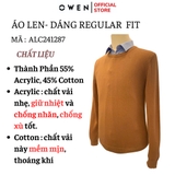 Áo len nam owen ALC241287 màu nâu  dáng suông regular fit cổ tròn chất liệu Acrylic