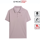 Áo thun polo Nam Tay Ngắn Có Cổ Owen APV253664 màu hồng nhạt dáng body fit tà bằng chất liệu cafe