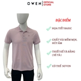 Áo thun polo Nam Tay Ngắn Có Cổ Owen APV253664 màu hồng nhạt dáng body fit tà bằng chất liệu cafe
