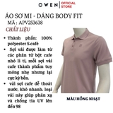 Áo thun polo Nam Tay Ngắn Có Cổ Owen APV253664 màu hồng nhạt dáng body fit tà bằng chất liệu cafe