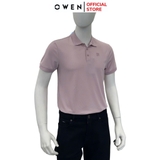 Áo thun polo Nam Tay Ngắn Có Cổ Owen APV253664 màu hồng nhạt dáng body fit tà bằng chất liệu cafe