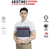 Áo Thun Polo Nam Cổ Bẻ Aristino APS025AZ Màu: Trắng 6 Kẻ Jacquard