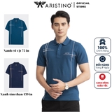 Áo Thun Polo Nam Cổ Bẻ Aristino APS044S3 màu xanh cổ vịt 75 in xanh tím than 139 in