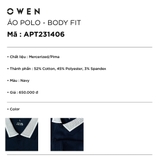 Áo Thun polo Nam Tay Ngắn Có Cổ Owen APT231406 màu xanh navy dáng body fit vải cotton