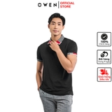 Áo Thun polo Nam Tay Ngắn Có Cổ Owen APT231407 màu đen tay viền dáng body fit vải cotton